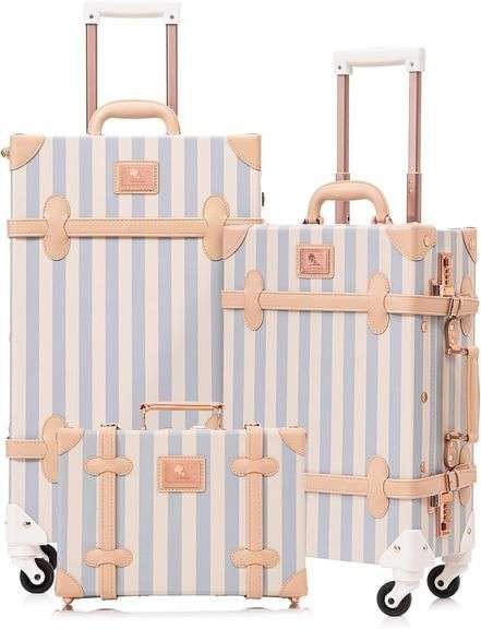 Vintage Luggage Set 3, Spinner Trunk w/ Combo Lock image