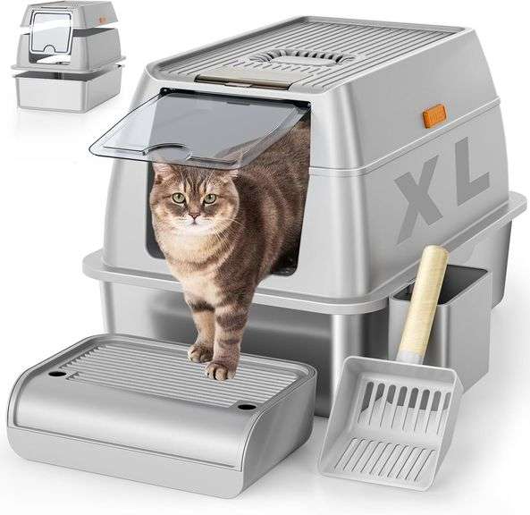Stainless Steel Cat Litter Box with Lid, XL image