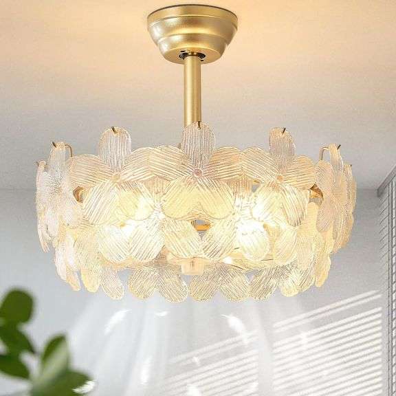 20" Fandelier Ceiling Fan with Lights, Gold Cage image