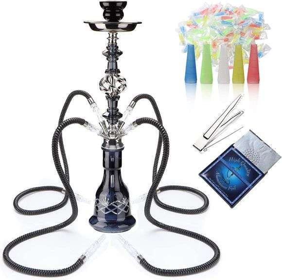 GRENAOH 22" Hookah Set, 4-Hose, Glass Vase image