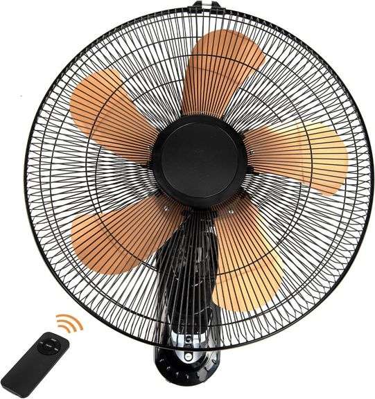 18 Inch Wall Fan with Remote, 3-Speed, Gold image