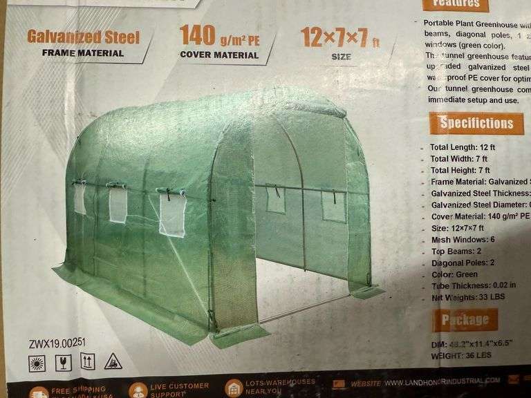 2025 Land Honor WG1207 12' x 7' x 7' Walk In Greenhouse image