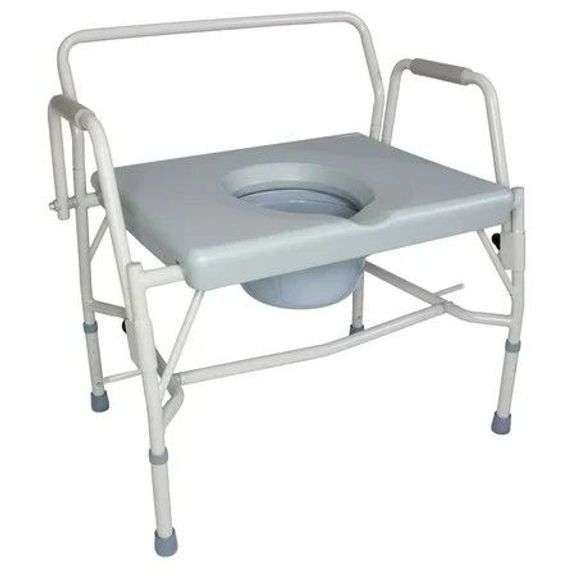 DMI 500 lb Portable Drop-Arm Bedside Commode, Grey image