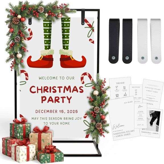 Black Wedding Welcome Sign Stand with Easel image