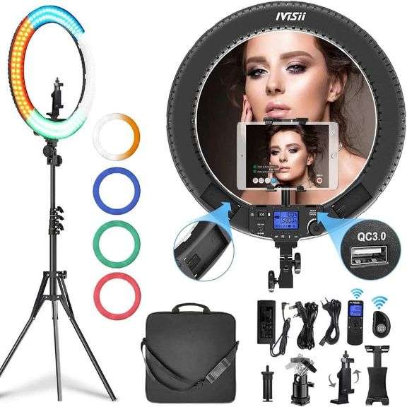 19" Ring Light with Remote & Stand, 60W Bi-Color image