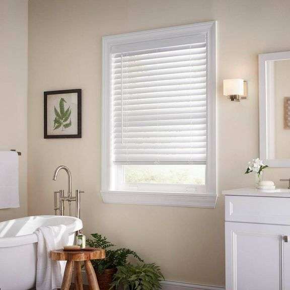 White Cordless Faux Wood Blinds, 2" Slats image