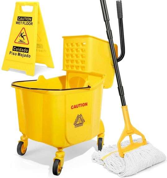 Beyoco 38 Qt Mop Bucket with Wringer Set, Yellow image