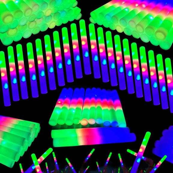 Premium LED Foam Glow Sticks 130-pack for Parties image