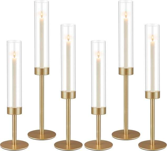 6 Pcs Hurricane Glass Candle Holders image