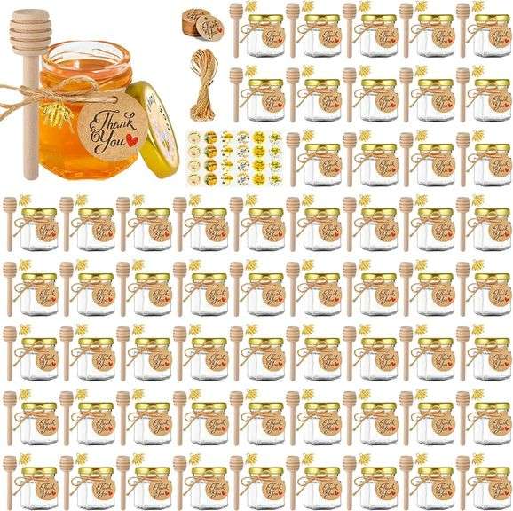 Mini Glass Honey Jars 1.5 oz, 60pcs with Dipper image