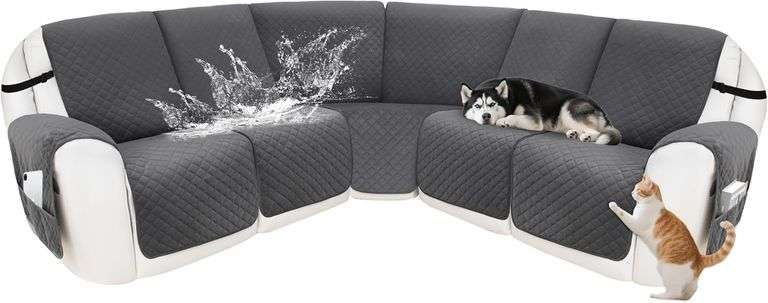 Waterproof Reclining Sectional Cover Dark Gray image