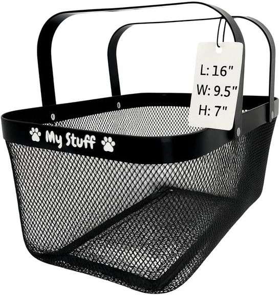 Dog Toy Basket Metal Mesh, Chew Proof, Black image