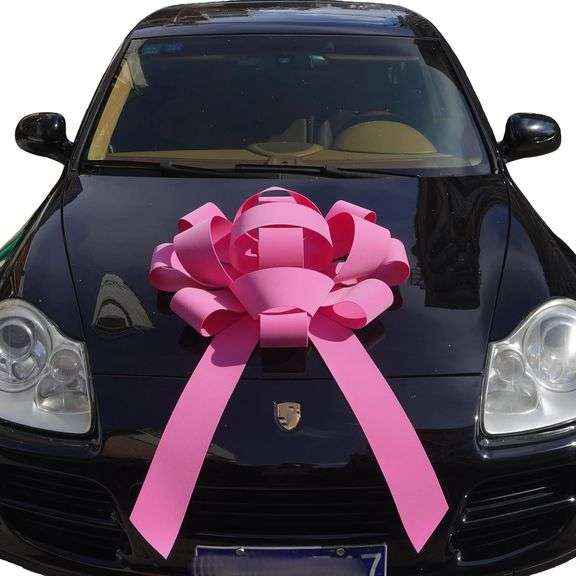 30" Giant Car Bow - Pink Velvet Magnetic Car Bow image