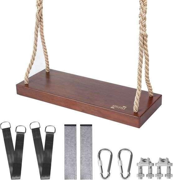 Cedar Wood Hanging Seat Tree Swing, 440 lb image