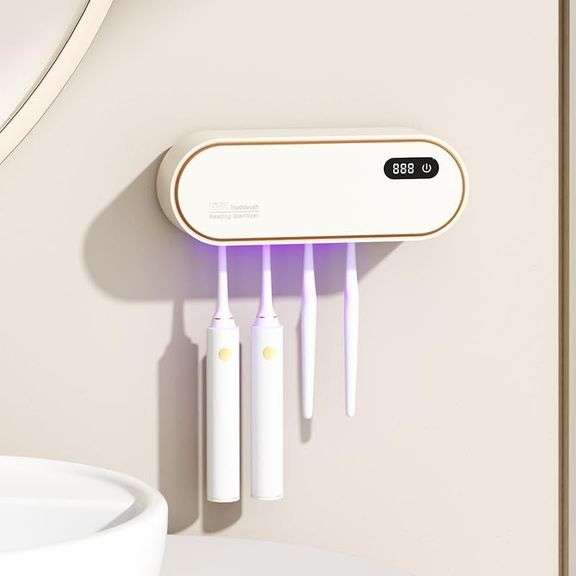 UV Toothbrush Sanitizer, Wall Mount, USB White image