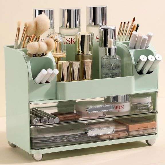 Anyoifax Makeup Organizer with Large Drawers Green image
