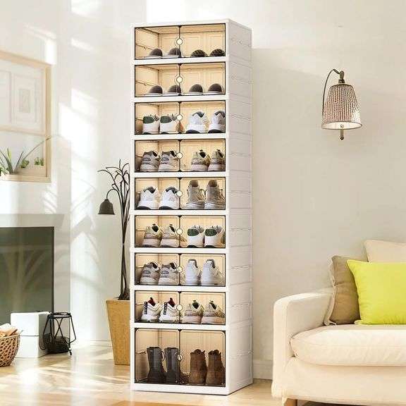 9 Tiers Foldable Shoe Rack with Magnetic Door image