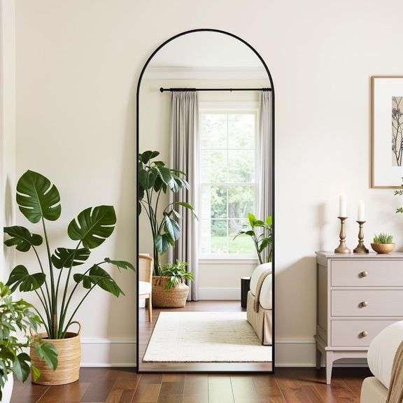 Full Length Mirror 58"x18" Freestanding Black image