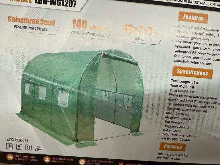 2025 Land Honor WG1207 12' x 7' x 7' Walk In Greenhouse image