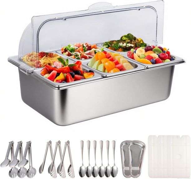 Salad Bar Buffet Station with Clear Lid (6 Grid) image