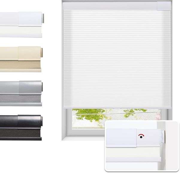 No Drill Cellular Shades, White, 29.5"W x 64"H image