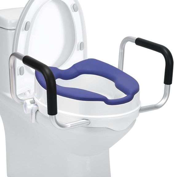 Raised Toilet Seat with Handles 4' Riser, Blue image