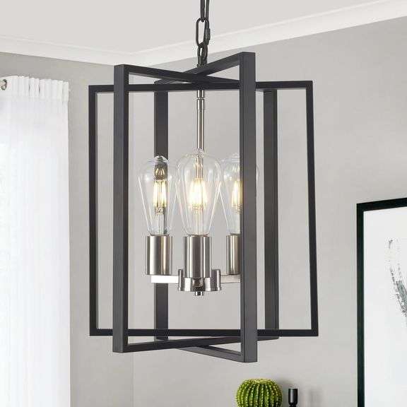 Modern Farmhouse Chandelier - 3 Light Black Nickel image