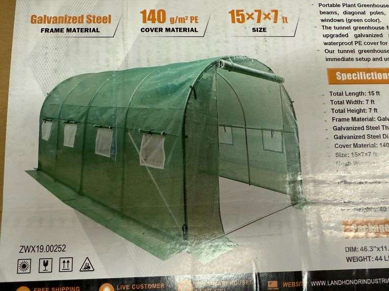 2025 Land Honor WG1507 15' x 7' x 7' Walk In Greenhouse image