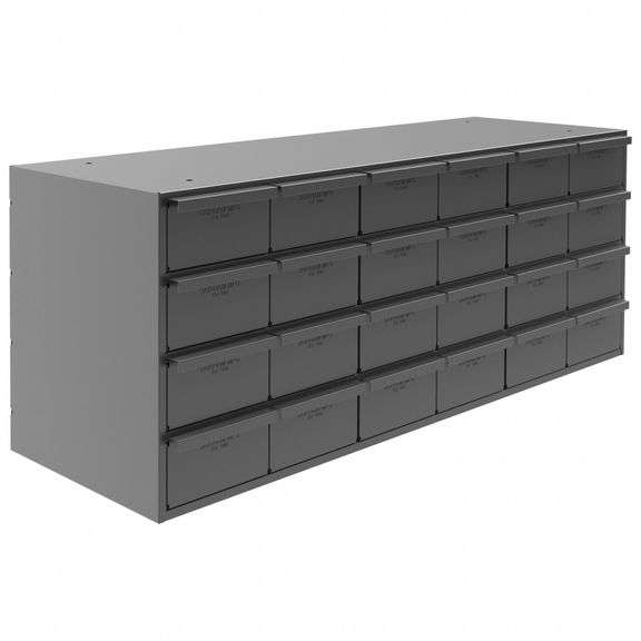 DURHAM MFG Drawer Bin Cabinet, 24 Drawers, Gray image