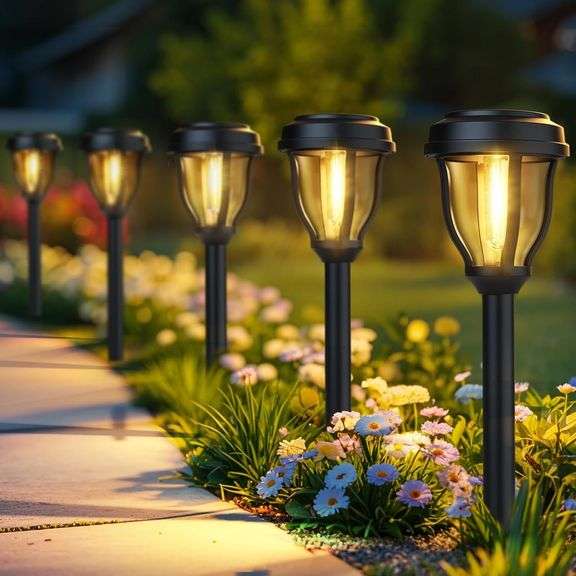 DERAYSION 12 Pack Solar Lights, Auto On/Off image