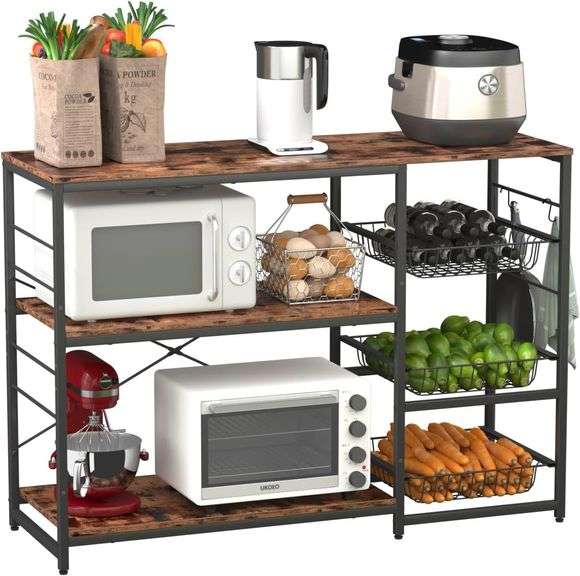 VENZITORY 47" Kitchen Bakers Rack with 4 Hooks image