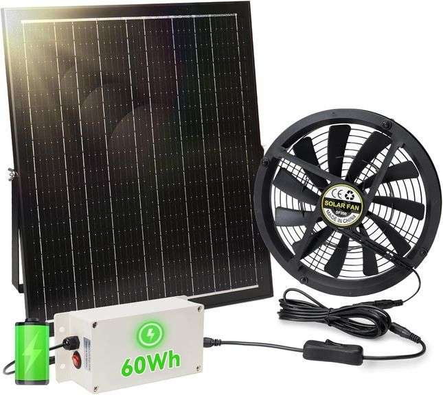 Solar Exhaust Fan, 40W 10", Battery, Waterproof image