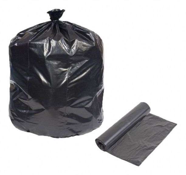 GRAINGER Trash Bags 55 Gal, 1.5 mil, Black 100PK image