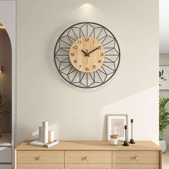 Wood Wall Clock 16 Inch Battery Operated image