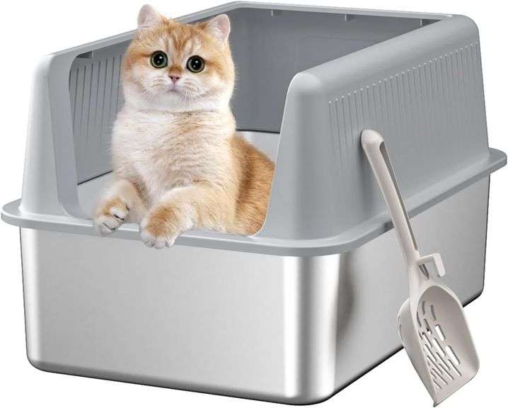 Stainless Steel Cat Litter Box with Lid XL image
