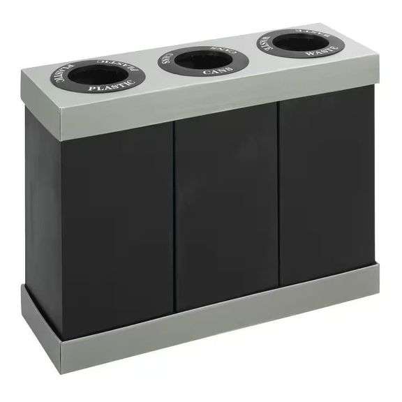 28 Gal 3-Bin Recycling Center Trash Can image