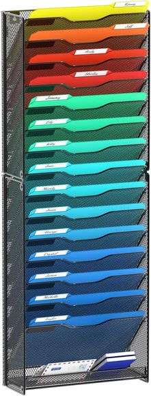Samstar 16 Tier Wall File Organizer, Black image