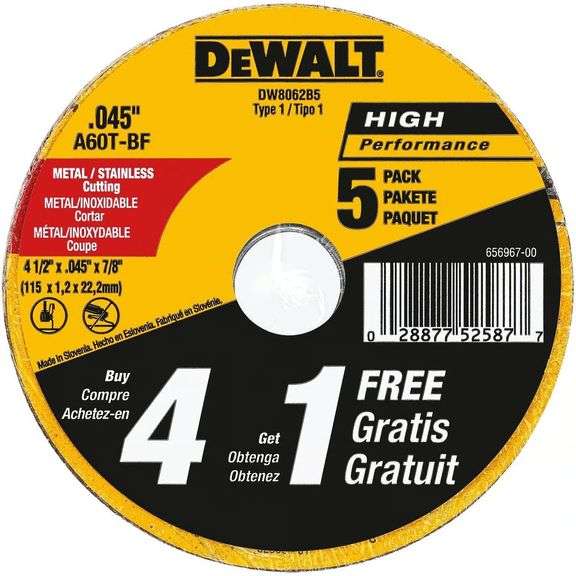 DeWalt 4-1/2 in. Aluminum Oxide Cut Wheel 5 pk image