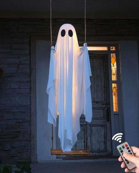 Halloween Ghosts 5ft Hanging Decor with Lights image
