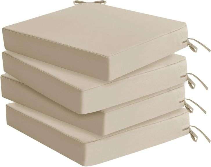 Outdoor Chair Cushions, 4 Pack, Waterproof Beige image