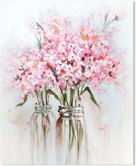 YPY Abstract Bouquet Canvas Art: Pink Flower 24x30 image