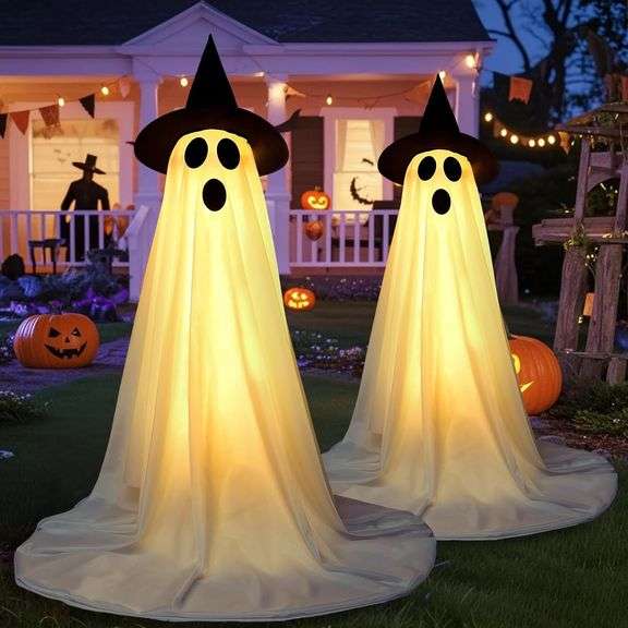 5Ft Tall Light Up Ghosts (2 Pack) Outdoor Decor image