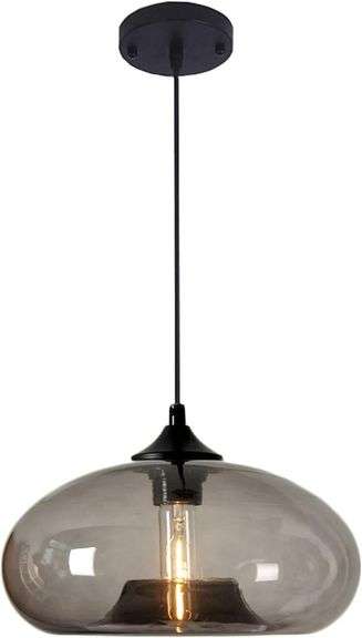 Industrial Vintage Glass Pendant 1-Light Grey Lamp image