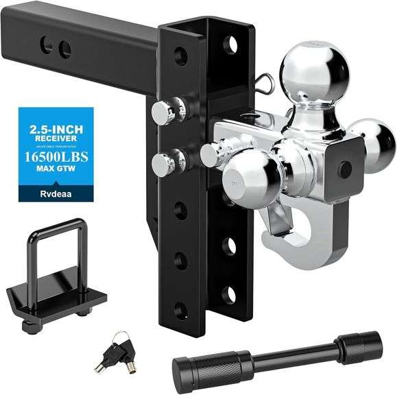 Adjustable Trailer Hitch Ball Mount, 6" Drop image