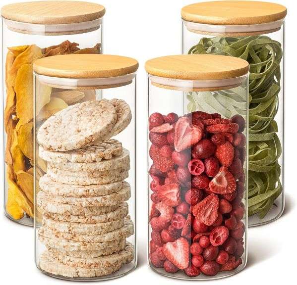 Glass Food Storage Jars 40oz Airtight - Set of 4 image