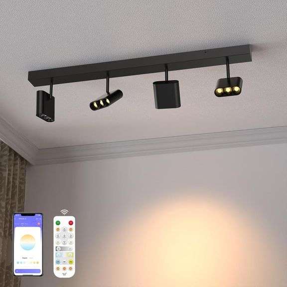 4-Light Track Lighting Kit, LED, Dimmable, Remote image