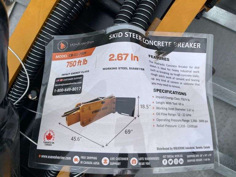 2025 Wolverine CB-11-750F Skid Steer Concrete Breaker