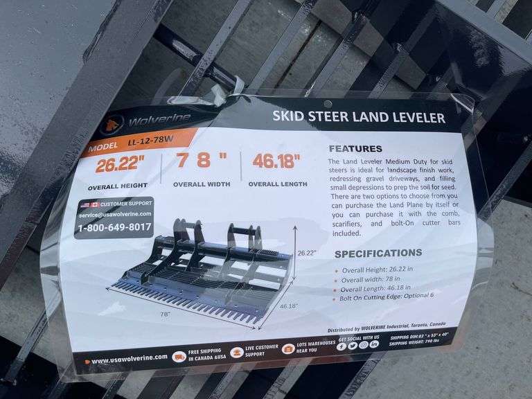 2025 Wolverine LL-12-78W Skid Steer Land Leveler