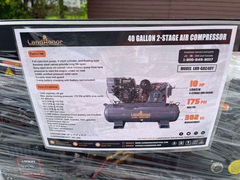 2025 Land Honor LHR-GAC40Y 40 gal. 2-Stage Air Compressor
