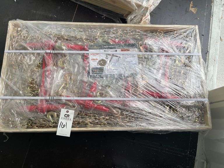 Pallet of Land Honor (8) 5400lb Ratchet Binders and (16) 5/16"x20' G70 Chains image